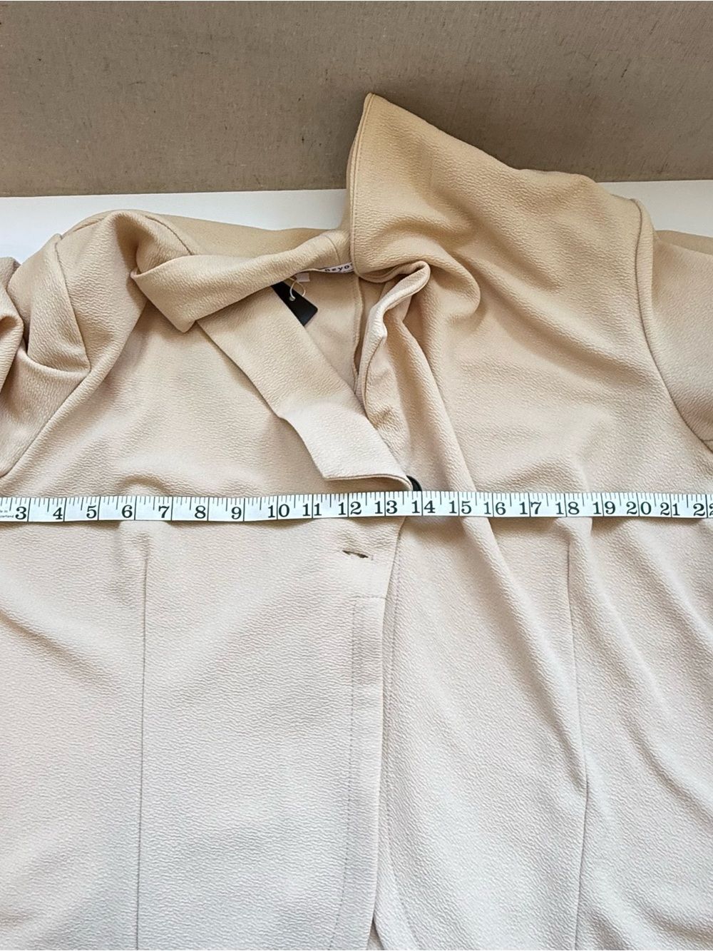 NWT Beyove Single Button Blazer Ruched 3/4 Sleeve Cream Neutral Women's Size XXL - Picture 10 of 12